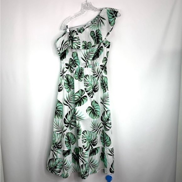 Cupshe Leaf print one shoulder ruffle midi dress size medium - Picture 5 of 10